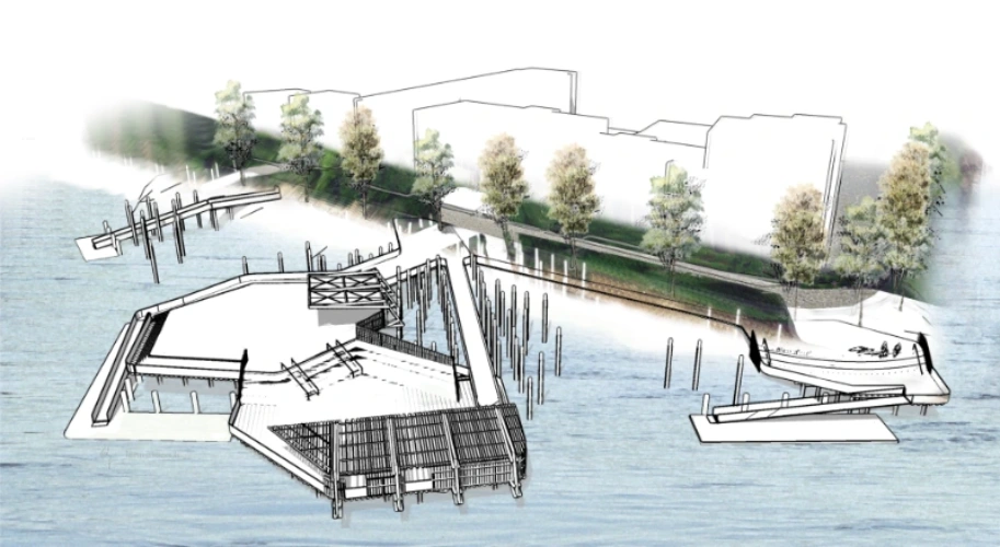 Photomontage 3D projet diplôme DSAA sur la Loire