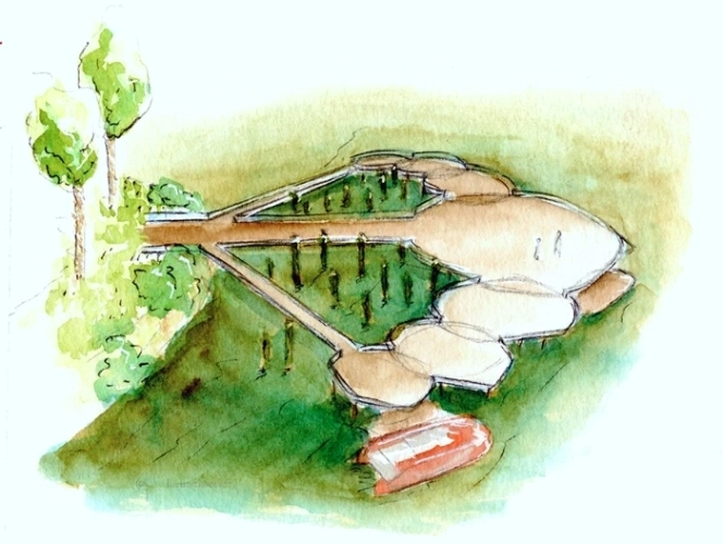 Croquis aquarelle architecture projet d'urbanisme