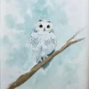 Aquarelle chouette des neiges réaliste, sur une branche, sous la neige