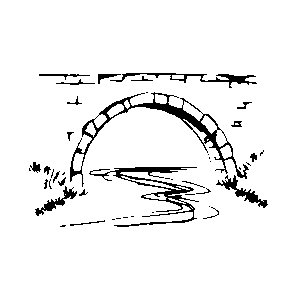 Petit pont romain stylisé cours d'eau